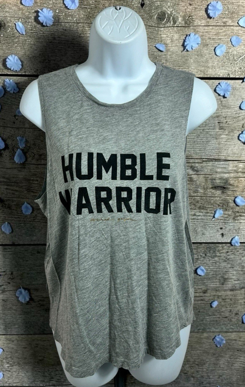 Spiritual Gangster Humble Warrior Gray Muscle Tee Sz M Sleeveless Athletic Top